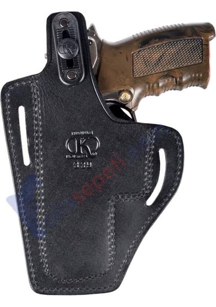 Glock 19 Deri Tabanca Kılıfı Siyah Baskılı Kapalı
