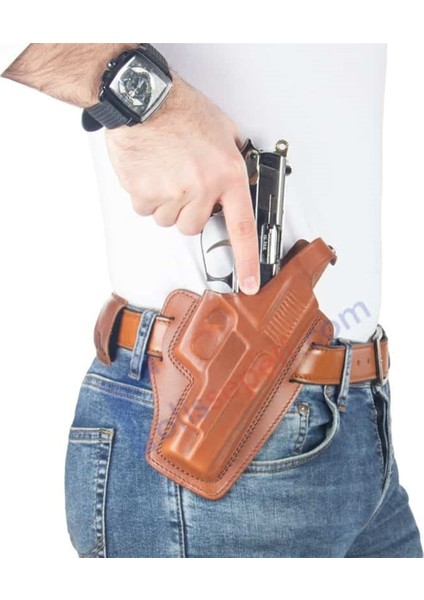 Glock 19 Deri Tabanca Kılıfı Kahverengi Baskılı Kapalı fırsatları