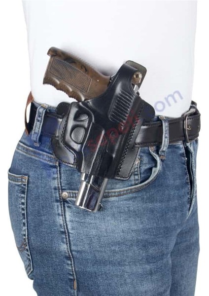 Cz 75 Deri Tabanca Kılıfı Siyah Baskılı Açık