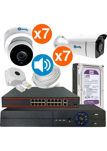 14 Kameralı Set Ip 5mp Sesli