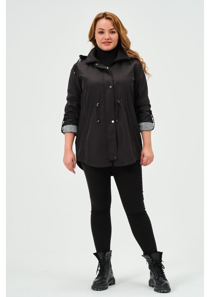 Seden Mevsimlik Büyük Beden Kadın Polyester Trençkot Mont