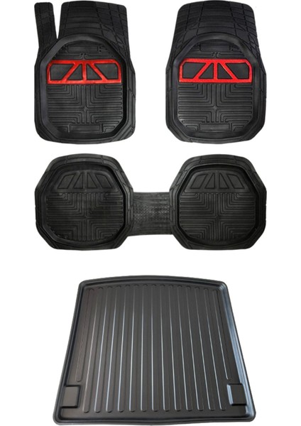 Volkswagen Tıguan Suv (Stepnesiz) 2016 ve Sonrası Bagaj Havuzu+ 3D Extra Havuzlu Kırmızı Oto Paspas