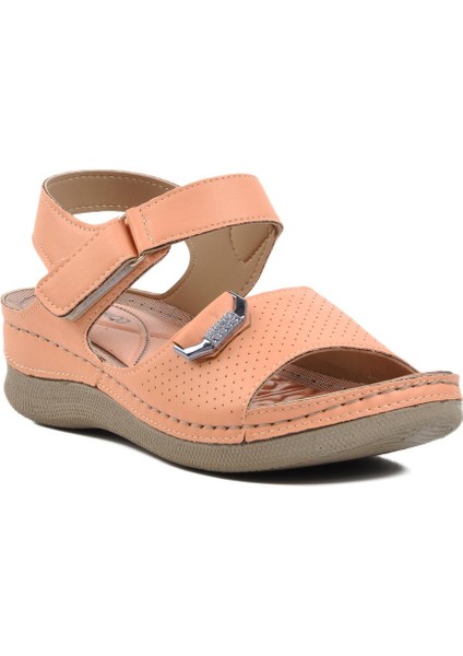 Kefken Pudra Kadın Cırtlı Sandalet