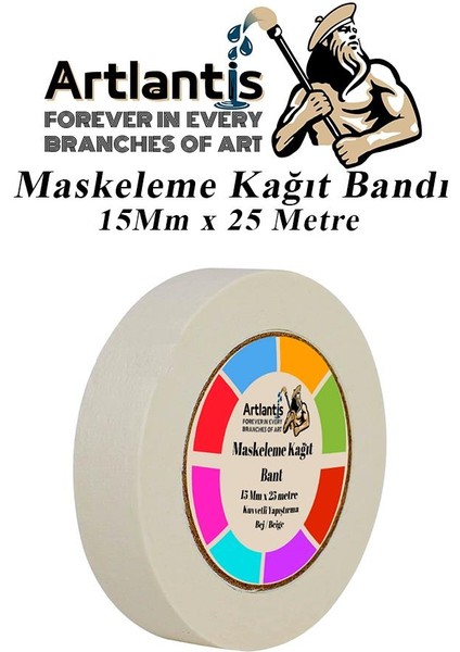 Maskeleme Bandı Kağıt Bant 15 mm 25 Metre 1 Adet Boya Bantı Maskeleme Kağıt Bant Duvar Yağlı Boya Badana