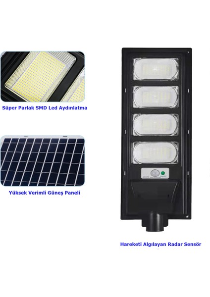 Güneş Enerjili Sokak Lambası Bahçe Aydınlatması Kumandalı Sensörlü 200W Heroled Solar Sokak Armatürü fırsatları