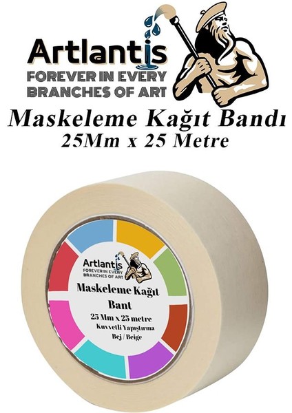 Maskeleme Bandı Kağıt Bant 25 mm 25 Metre 1 Adet Boya Bantı Maskeleme Kağıt Bant Duvar Yağlı Boya Badana