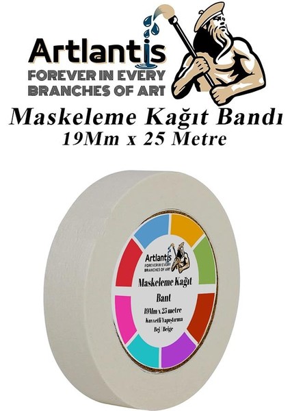 Maskeleme Bandı Kağıt Bant 19 mm 25 Metre 1 Adet Boya Bantı Maskeleme Kağıt Bant Duvar Yağlı Boya Badana