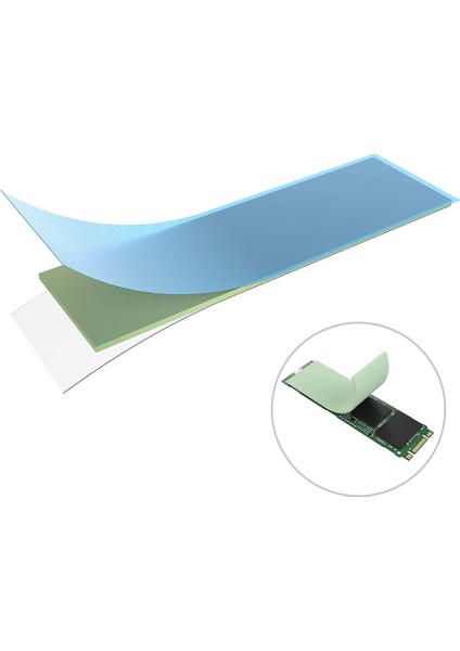 1.0MM*22*70MM Termal Pad M2 SSD Chipset Soğutucu - 7X2CM Silikon Iletken - Yeşil - 6W/MK