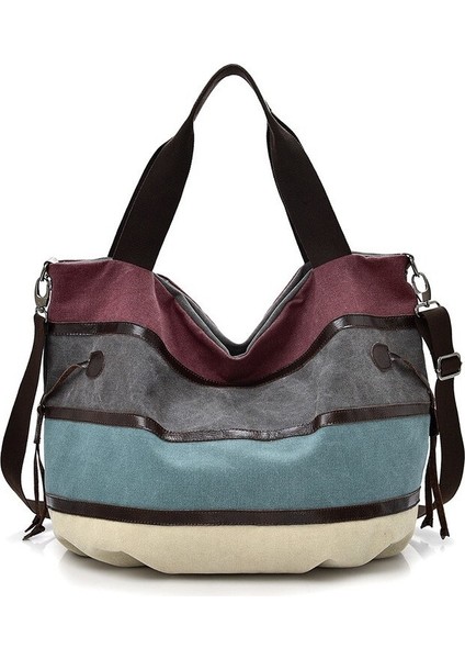 Çok Renkli Çizgili Ekose Çapraz Askılı Çanta - Omuz Çantaları (Yurt Dışından)