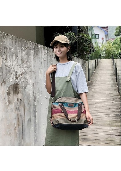 Çok Renkli Çizgili Ekose Çapraz Askılı Çanta - Omuz Çantaları (Yurt Dışından) fırsatları