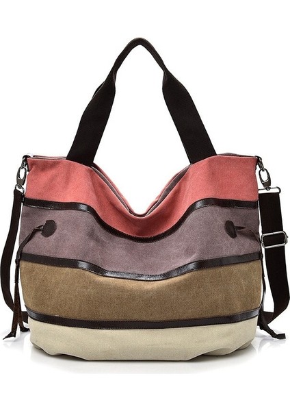 Çok Renkli Çizgili Ekose Çapraz Askılı Çanta - Omuz Çantaları (Yurt Dışından)