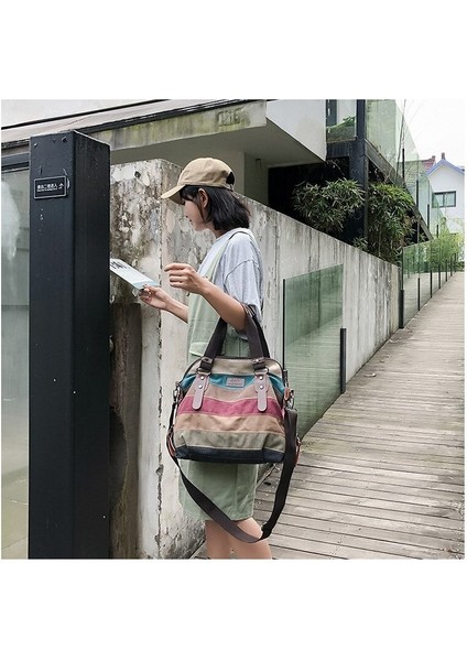 Çok Renkli Çizgili Ekose Çapraz Askılı Çanta - Omuz Çantaları (Yurt Dışından) fiyatları