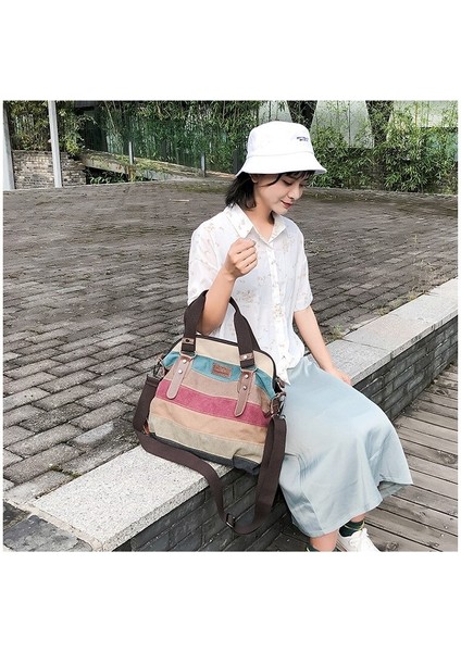 Çok Renkli Çizgili Ekose Çapraz Askılı Çanta - Omuz Çantaları (Yurt Dışından) modelleri