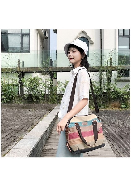 Çok Renkli Çizgili Ekose Çapraz Askılı Çanta - Omuz Çantaları (Yurt Dışından) indirimleri