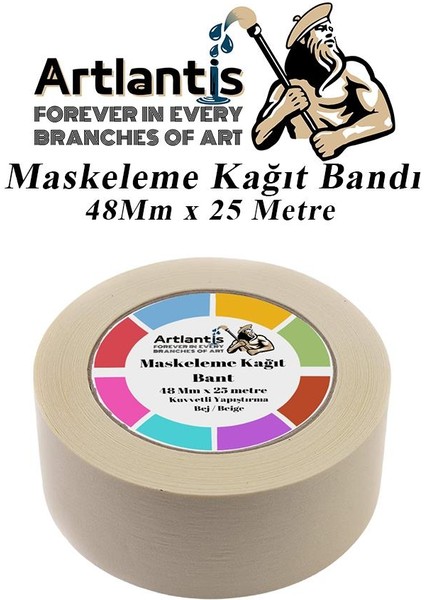 Maskeleme Bandı Kağıt Bant 48 mm 25 Metre 1 Adet Boya Bantı Maskeleme Kağıt Bant Duvar Yağlı Boya Badana