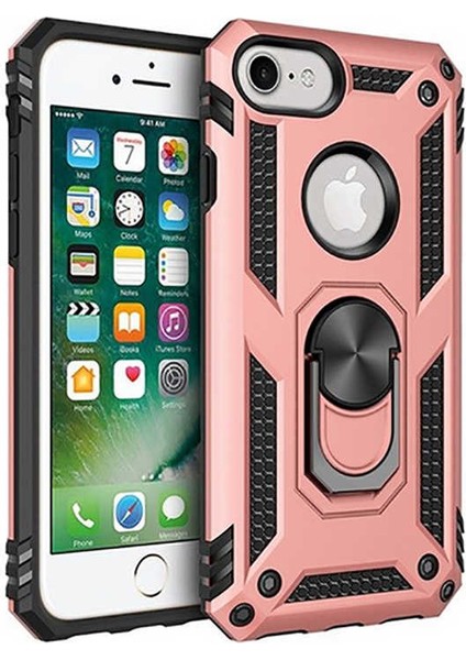 Apple iPhone 7 Kılıf Ultra Koruyan Yüzüklü Tank Stand Olan Mıknatıslı Voyotank