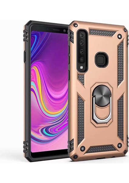 Samsung Galaxy A9 2018 Kılıf Ultra Koruyan Yüzüklü Tank Stand Olan Mıknatıslı Voyotank