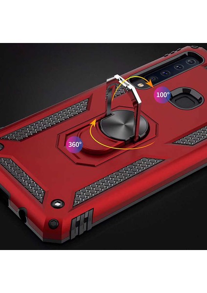 Samsung Galaxy A9 2018 Kılıf Ultra Koruyan Yüzüklü Tank Stand Olan Mıknatıslı Voyotank