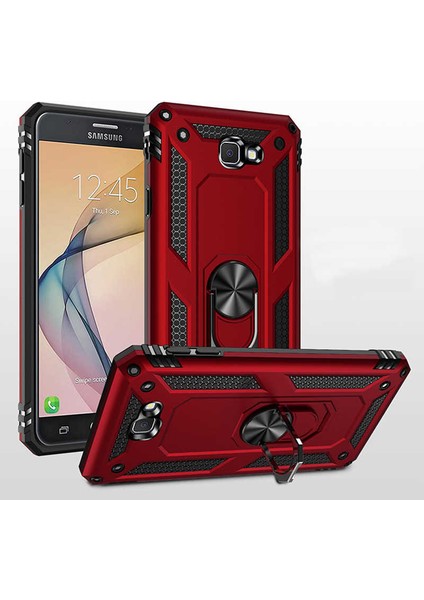 Samsung Galaxy J7 Prime Kılıf Ultra Koruyan Yüzüklü Tank Stand Olan Mıknatıslı Voyotank