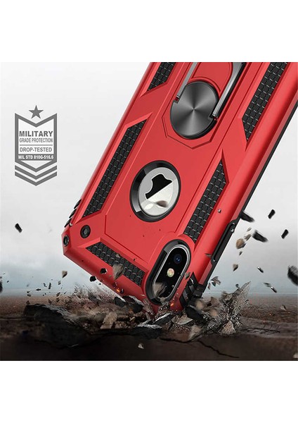 Apple iPhone Xs Max 6.5 Kılıf Ultra Koruyan Yüzüklü Tank Stand Olan Mıknatıslı Voyotank indirimleri