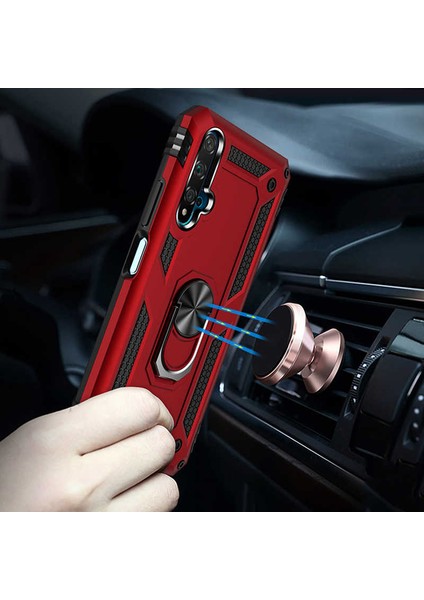 Huawei Honor 20 Kılıf Ultra Koruyan Yüzüklü Tank Stand Olan Mıknatıslı Voyotank