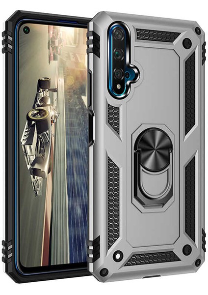 Huawei Honor 20 Kılıf Ultra Koruyan Yüzüklü Tank Stand Olan Mıknatıslı Voyotank