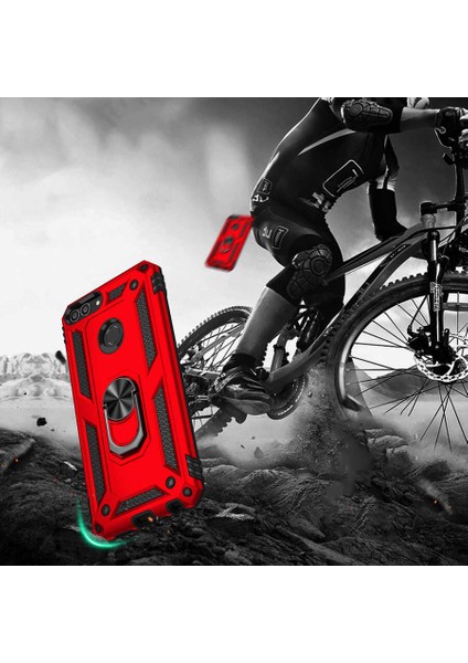 Huawei P Smart Kılıf Ultra Koruyan Yüzüklü Tank Stand Olan Mıknatıslı Voyotank