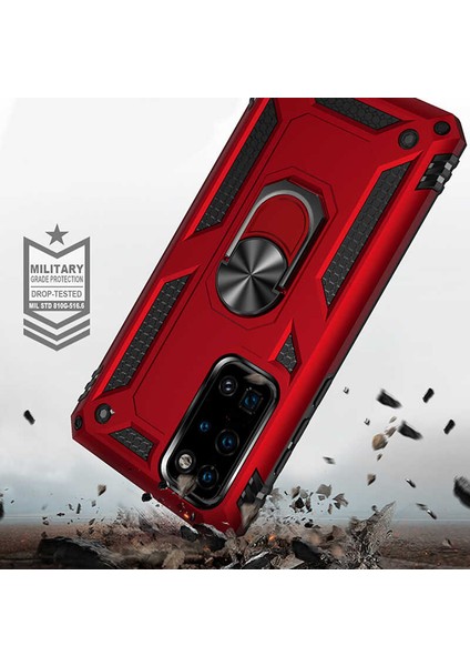 Huawei P40 Kılıf Ultra Koruyan Yüzüklü Tank Stand Olan Mıknatıslı Voyotank