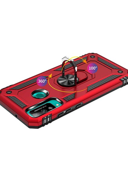 Huawei P40 Lite E Kılıf Ultra Koruyan Yüzüklü Tank Stand Olan Mıknatıslı Voyotank