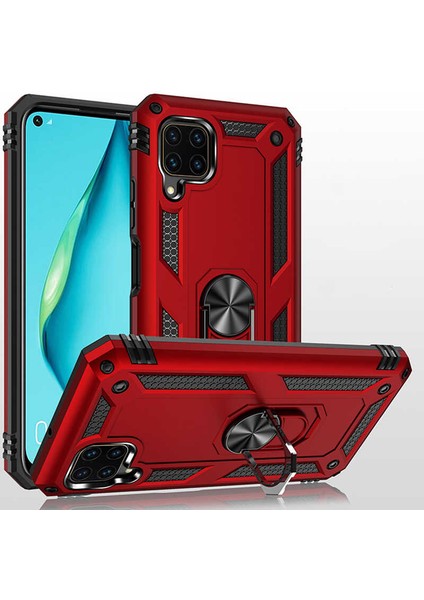 Huawei P40 Lite Kılıf Ultra Koruyan Yüzüklü Tank Stand Olan Mıknatıslı Voyotank