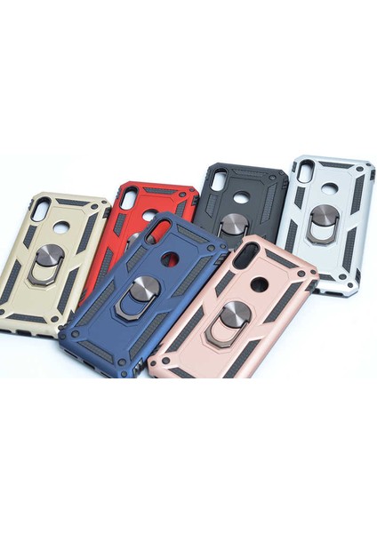Huawei Y6 2019 Kılıf Ultra Koruyan Yüzüklü Tank Stand Olan Mıknatıslı Voyotank
