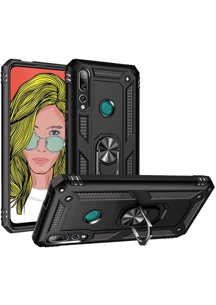 Huawei Y9 Prime 2019 Kılıf Ultra Koruyan Yüzüklü Tank Stand Olan Mıknatıslı Voyotank