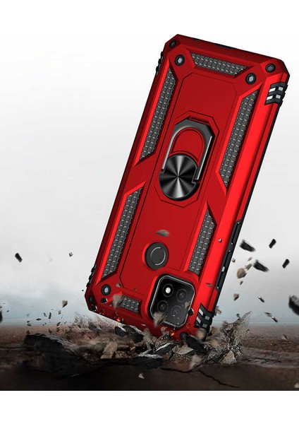 Oppo A15S Kılıf Ultra Koruyan Yüzüklü Tank Stand Olan Mıknatıslı Voyotank