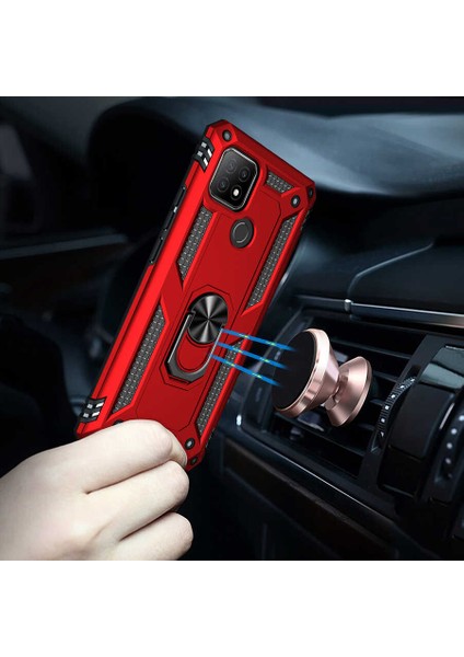 Oppo A15S Kılıf Ultra Koruyan Yüzüklü Tank Stand Olan Mıknatıslı Voyotank