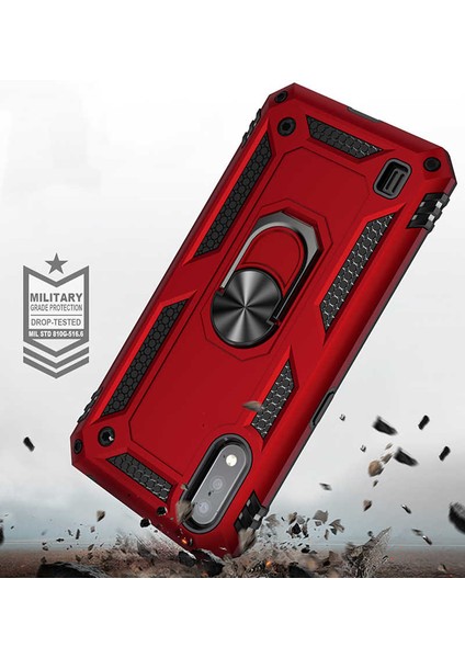 Samsung Galaxy A01 Kılıf Ultra Koruyan Yüzüklü Tank Stand Olan Mıknatıslı Voyotank