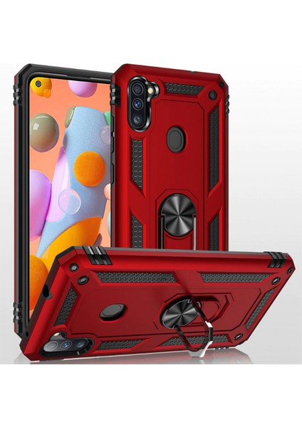 Samsung Galaxy A11 Kılıf Ultra Koruyan Yüzüklü Tank Stand Olan Mıknatıslı Voyotank