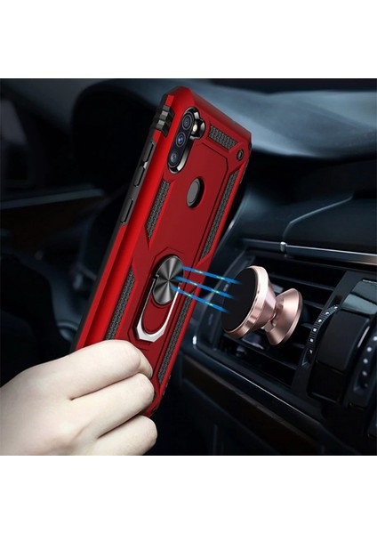 Samsung Galaxy A11 Kılıf Ultra Koruyan Yüzüklü Tank Stand Olan Mıknatıslı Voyotank