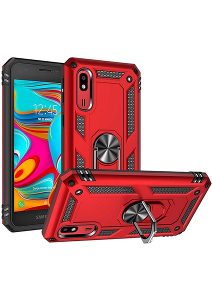 Samsung Galaxy A2 Core Kılıf Ultra Koruyan Yüzüklü Tank Stand Olan Mıknatıslı Voyotank