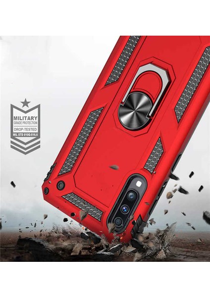 Samsung Galaxy A30S Kılıf Ultra Koruyan Yüzüklü Tank Stand Olan Mıknatıslı Voyotank