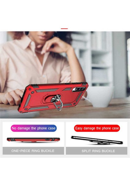 Samsung Galaxy A30S Kılıf Ultra Koruyan Yüzüklü Tank Stand Olan Mıknatıslı Voyotank