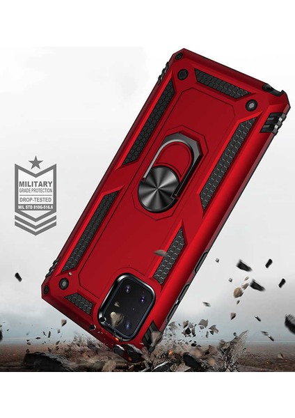 Samsung Galaxy A81 Kılıf Ultra Koruyan Yüzüklü Tank Stand Olan Mıknatıslı Voyotank