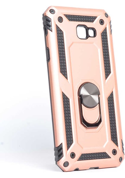 Samsung Galaxy J4 Plus Kılıf Ultra Koruyan Yüzüklü Tank Stand Olan Mıknatıslı Voyotank
