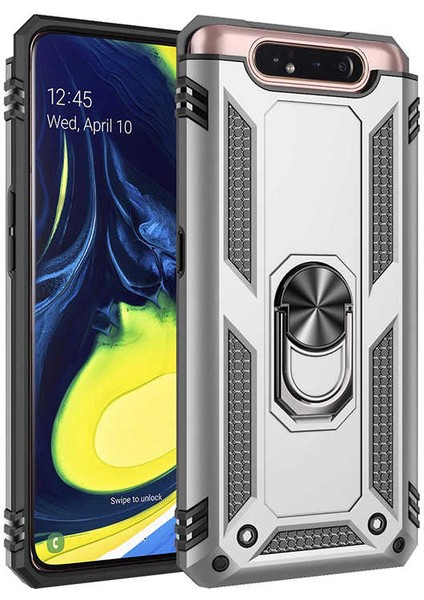 Samsung Galaxy A80 Kılıf Ultra Koruyan Yüzüklü Tank Stand Olan Mıknatıslı Voyotank