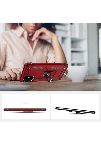 Samsung Galaxy A51 Kılıf Ultra Koruyan Yüzüklü Tank Stand Olan Mıknatıslı Voyotank