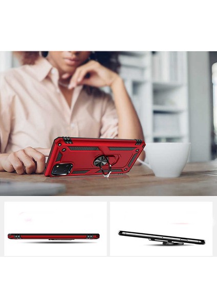 Samsung Galaxy A81 Kılıf Ultra Koruyan Yüzüklü Tank Stand Olan Mıknatıslı Voyotank