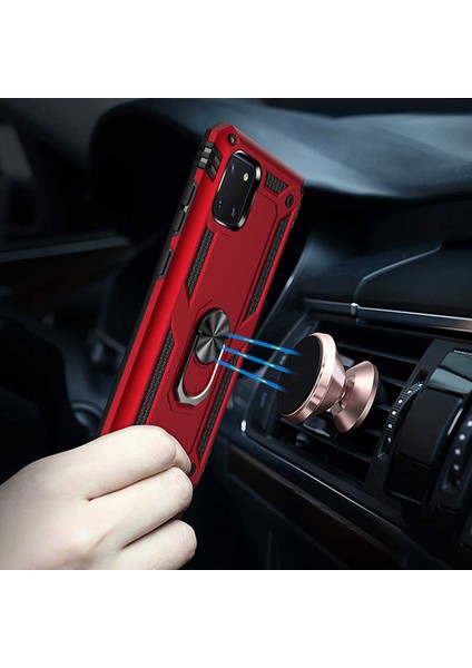 Samsung Galaxy A81 Kılıf Ultra Koruyan Yüzüklü Tank Stand Olan Mıknatıslı Voyotank