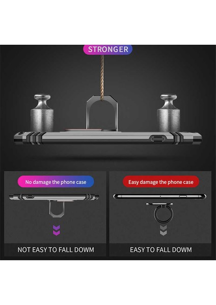 Samsung Galaxy J6 Plus Kılıf Ultra Koruyan Yüzüklü Tank Stand Olan Mıknatıslı Voyotank