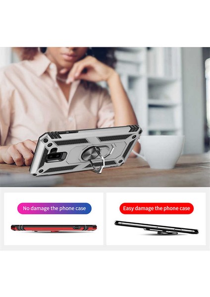 Samsung Galaxy J6 Plus Kılıf Ultra Koruyan Yüzüklü Tank Stand Olan Mıknatıslı Voyotank