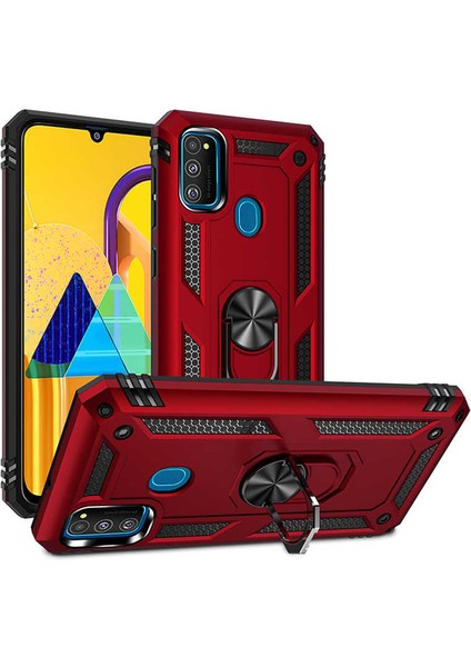 Samsung Galaxy M30S Kılıf Ultra Koruyan Yüzüklü Tank Stand Olan Mıknatıslı Voyotank