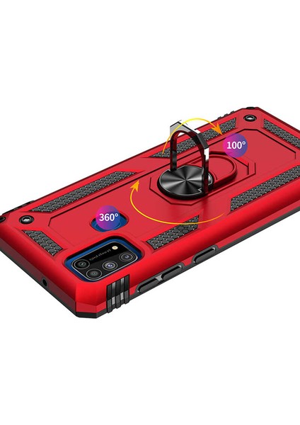 Samsung Galaxy M31 Kılıf Ultra Koruyan Yüzüklü Tank Stand Olan Mıknatıslı Voyotank
